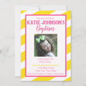 LDS Baptism Invitation FILLE - Jaune et rose (Devant)