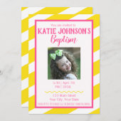 LDS Baptism Invitation FILLE - Jaune et rose (Devant / Derrière)