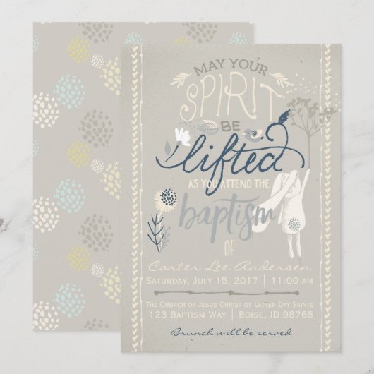 LDS DOOPUITNODIGING | Boy Bunny Collectie Kaart (Voorkant / Achterkant)