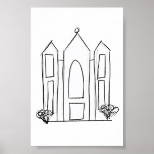LDS Salt Lake City Tempel eenvoudig modern mormoon Poster