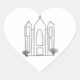 LDS Salt Lake City Tempel eenvoudige moderne mormo Hart Sticker