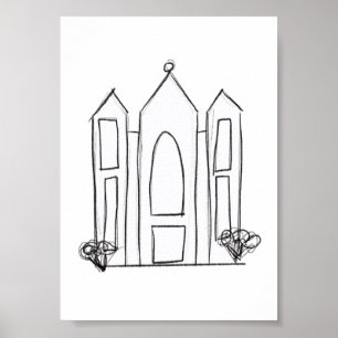 LDS Salt Lake City Tempel eenvoudige moderne mormo Poster