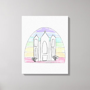 LDS Salt Lake City Tempel regenboog zonsondergang Canvas Afdruk