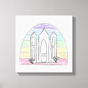 LDS Salt Lake City Tempel regenboog zonsondergang Canvas Afdruk