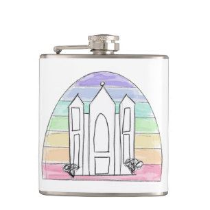 LDS Salt Lake City Tempel regenboog zonsondergang Heupfles