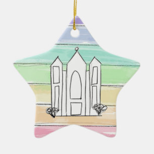 LDS Salt Lake City Tempel regenboog zonsondergang Keramisch Ornament