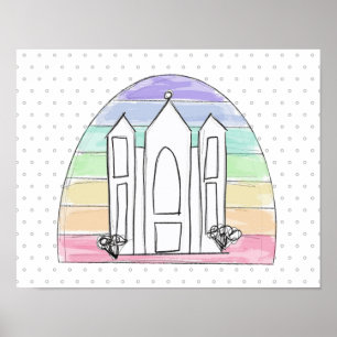 LDS Salt Lake City Tempel regenboog zonsondergang Poster