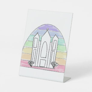LDS Salt Lake City Tempel regenboog zonsondergang Reclamebord Met Voetstuk
