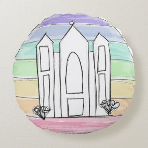 LDS Salt Lake City Tempel regenboog zonsondergang Rond Kussen