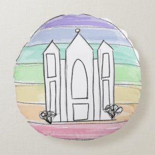 LDS Salt Lake City Tempel regenboog zonsondergang Rond Kussen