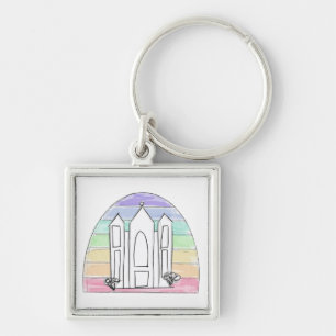 LDS Salt Lake City Tempel regenboog zonsondergang Sleutelhanger
