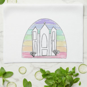 LDS Salt Lake City Tempel regenboog zonsondergang Theedoek