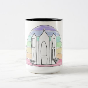 LDS Salt Lake City Tempel regenboog zonsondergang Tweekleurige Koffiemok