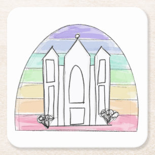 LDS Salt Lake City Tempel regenboog zonsondergang  Vierkante Kartonnen Onderzetter