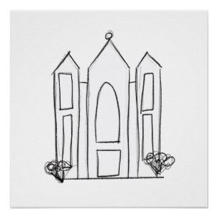 LDS Salt Lake City Temple eenvoudig modern mormon Perfect Poster