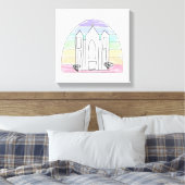 LDS Salt Lake City Temple rainbow sunset mormon Canvas Afdruk (Insitu (Slaapkamer))