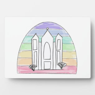 LDS Salt Lake City Temple rainbow sunset mormon Fotoplaat