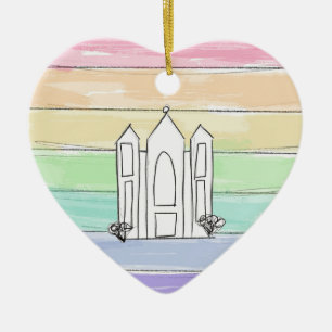 LDS Salt Lake City Temple rainbow sunset mormon Keramisch Ornament