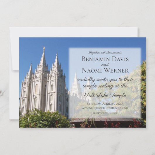 LDS Salt Lake Temple Wedding Invitations Kaart (Voorkant)