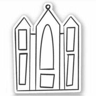 LDS Salt Lake Utah Temple, eenvoudig omtrekmodel Sticker