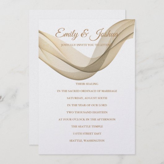 LDS Temple Faire-part de mariage-Le Voile (Devant / Derrière)