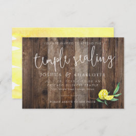 LDS TEMPLE SEALING CARD INSERT | Rustic Wood Lemon Kaart