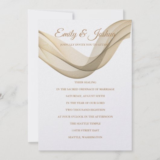 LDS Temple Wedding Invitation - De Veil Uitnodigin Kaart (Voorkant)