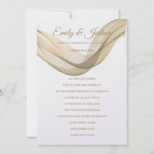 LDS Temple Wedding Invitation-The Veil Kaart (Voorkant)