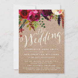 LDS WEDDING INVITATION | Elegant Floral Rustic Kaart