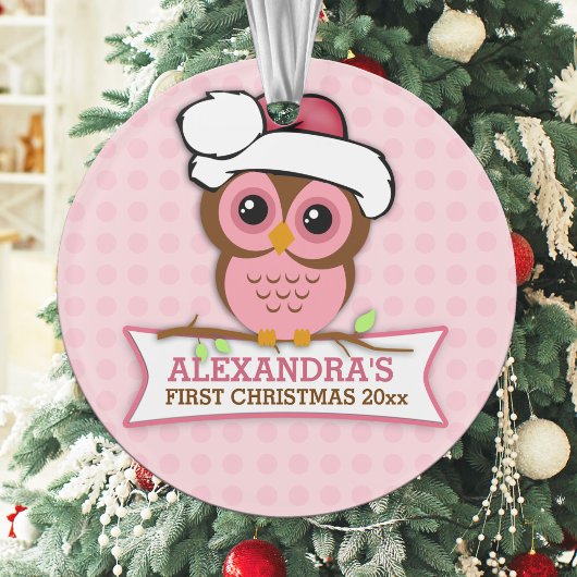 Le 1er Noël de bébé Chouette Rose