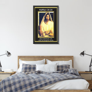 Le 26:26 Jésus de Matthew a pris le pain, toile