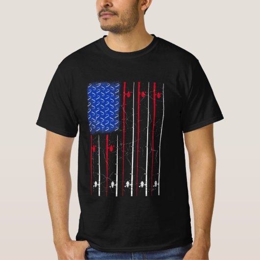 Le 4 Juillet Pêche Pole Mens Tshirt (Devant)