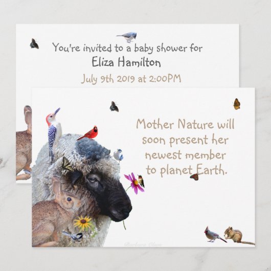 Le Baby shower de la nature : invitation (Devant / Derrière)