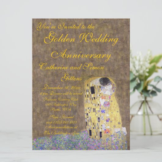 Le Baiser de Klimt Invitation Anniversaire de Mari (Debout devant)