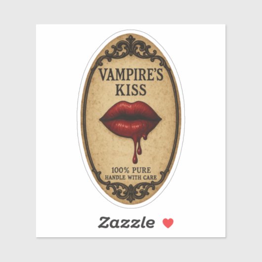 Le Baiser du Vampire - Étiquette de Pharmacie aux (Feuille)
