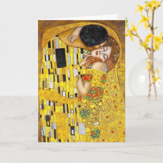 le baiser - Gustav Klimt Carte de voeux (Fleur jaune)
