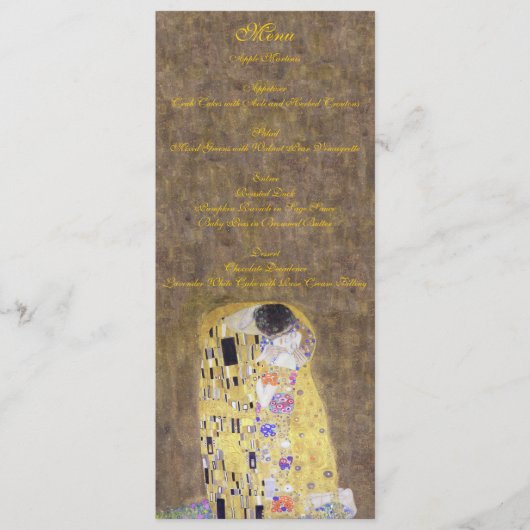Le baiser par le menu d'or de mariage de Klimt (Devant)