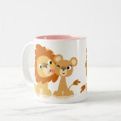 Le baiser : Tasse mignonne de couples de lion de (Devant gauche)