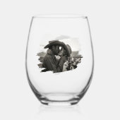 Le Baiser, Verre à Vin sans Pied pour Mariage / An (Verso)