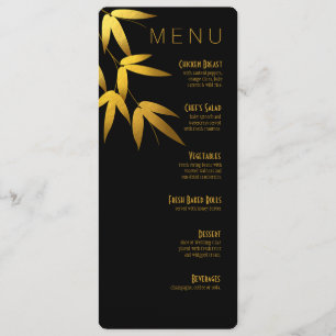 Le bambou fascinant de menu de dîner part du noir