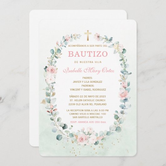 Le Baptême invitation de notre fille (Devant / Derrière)