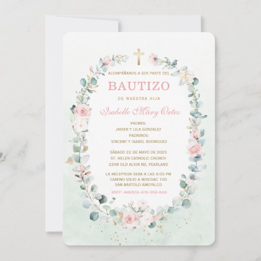 Le Baptême invitation de notre fille (Devant)