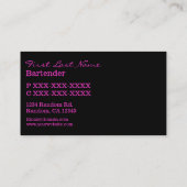 Le barman rose noir boit le carte de visite (Dos)