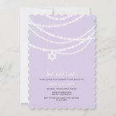 Le bat mitzvah pourpre miroite invitation d'étoile (Devant)