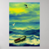 Le bateau perdu en mer | AI Art Poster (Devant)