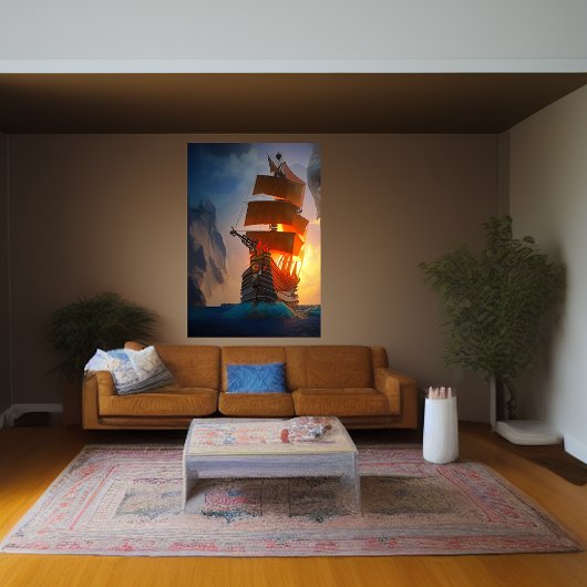 Le bateau pirate en mer | AI Art Poster