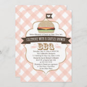 Le BBQ rose couple des invitations de wedding (Devant / Derrière)