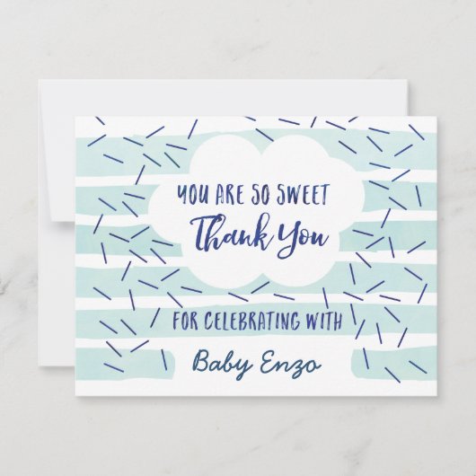 Le bébé bleu arrosent des cartes de Merci (Devant)