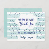 Le bébé bleu arrosent des cartes de Merci (Devant / Derrière)