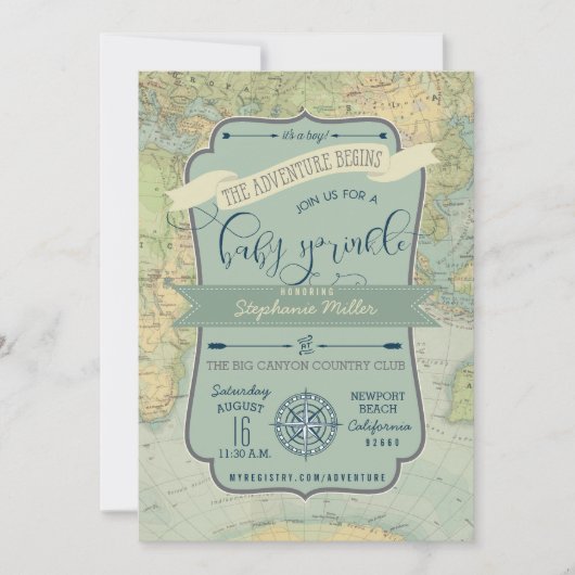 Le bébé d'aventure arrosent des invitations (Devant)